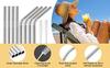 ANKEV Reusable Stainless-Steel Straw with Cleaning Brush Set of 5 (2- Bend Pipe, 2- Long Straw, 1-Cleaning Brush)- Long Metal Straws for Drinking, Reusable, Silver Colour, 8.5 Inches BPA-Free Metal view 4