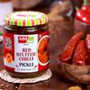 Add me Homemade Red Stuffed Chilli Pickle 500gm | lal mirch ka achar, mirchi achar, red chilli pickles, lal mirch bharwa achar in glass pack. (Red Chilli Pickles, 500gm) view 2