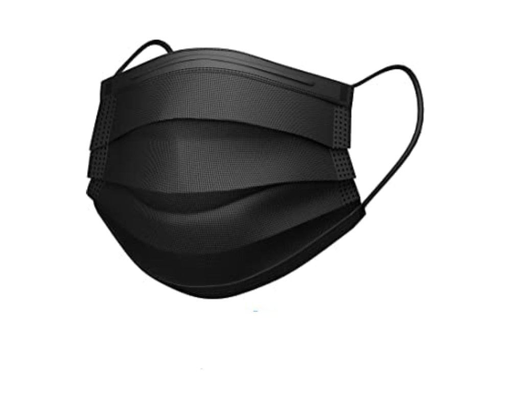 Rilekh Black Surgical Mask Pack of 50 Pieces Disposable Masks 3 Ply Layer & Nose Clip Ultrasonic Use and Throw Masks Pack of 50 Pcs Pin 3Ply Unisex, Nonwoven Fabric