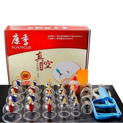 24 Pcs cupping acupuncture Massage Cans Cups Vacuum Cupping Kit Pull Out Vacuum Apparatus Therapy Relax Massager Body Suction Pumps (kangji cupping set 24)
