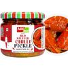 Add me Homemade Red Stuffed Chilli Pickle 300gm | lal mirch ka achar, mirchi achar, red chilli pickles, lal mirch bharwa achar in glass pack. (Red Chilli Pickles, 300gm) view 1