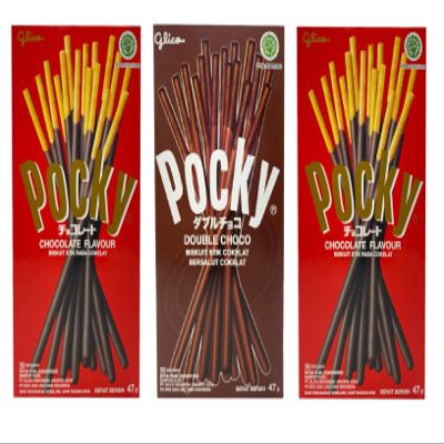 Pocky Double Choco Covered Biscuit Stick (Pack Of 1 * 47g) And Pocky Chocolate (Pack Of 2 * 47g)