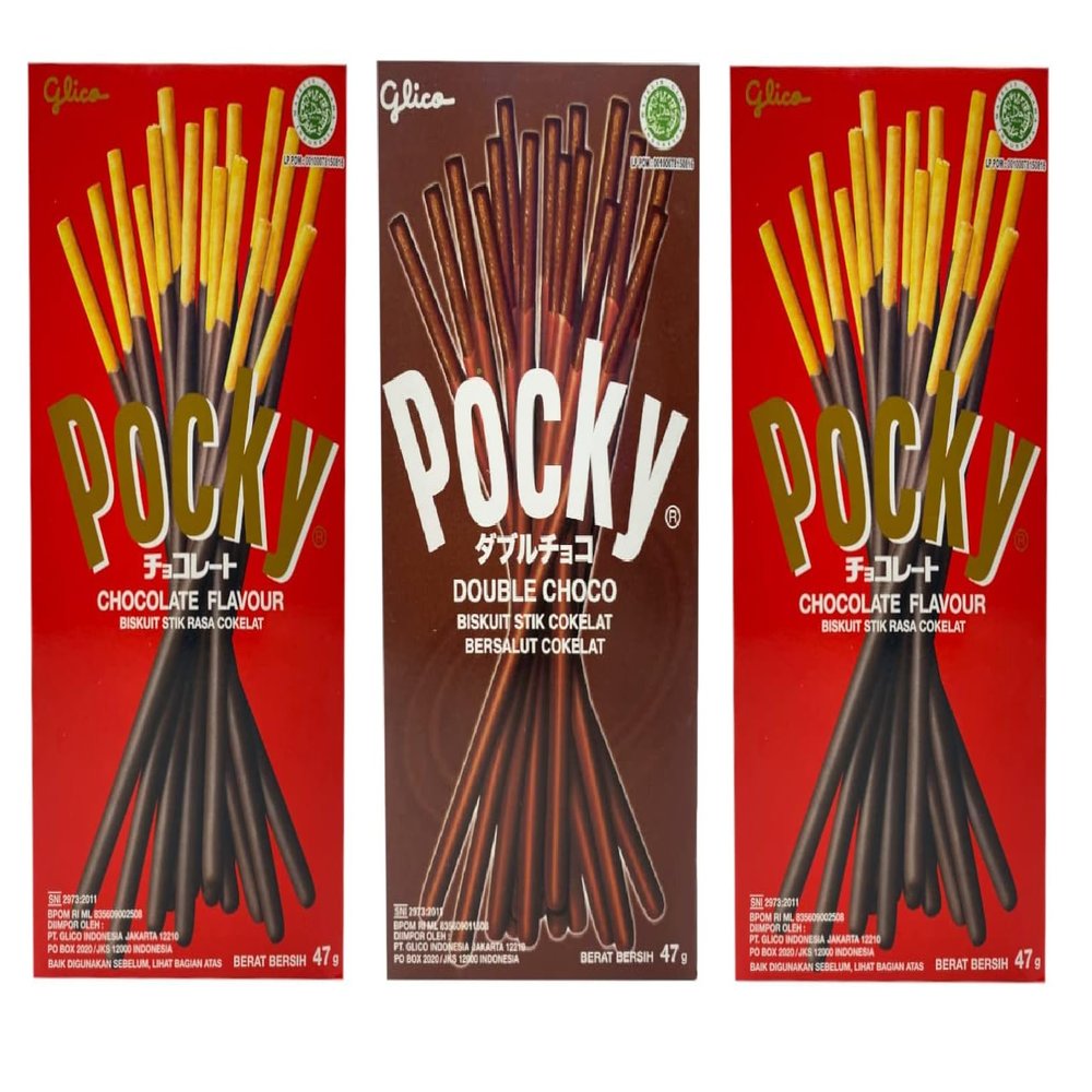 Pocky Double Choco Covered Biscuit Stick (Pack Of 1 * 47g) And Pocky Chocolate (Pack Of 2 * 47g)