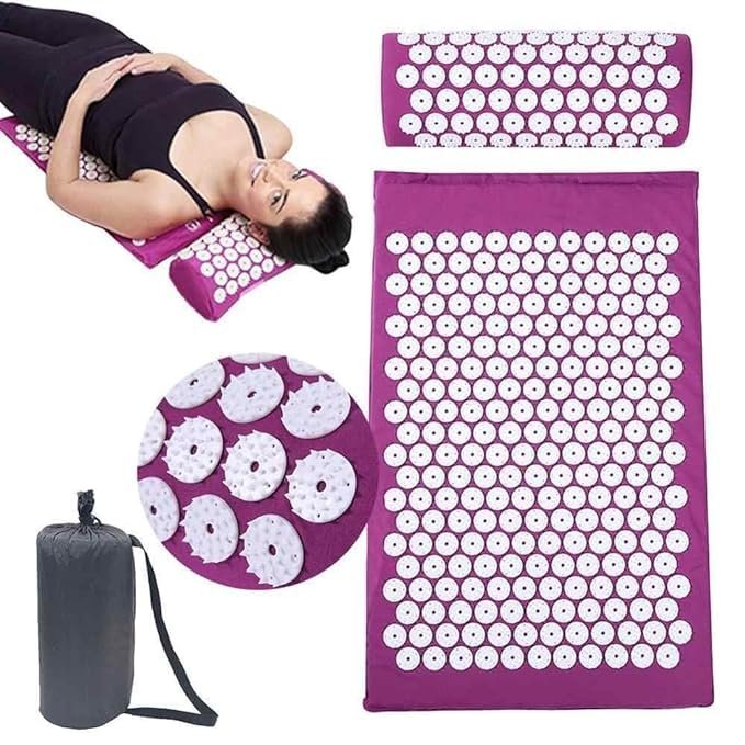 Accupressure Blood Circulation Acupressure Mat Acupuncture Massager Mat Pillow Joint Pain Muscle Relief Relaxation With Pillow (Multicolour)