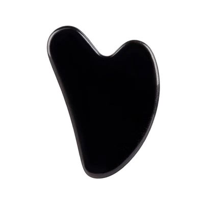 Livronic Gua Sha Face Tool | Natural Jade Stone Guasha Board SPA Acupuncture Therapy | Trigger Point Treatment | Scraping Handheld Massager Tool (Pack of 1) (BLACK STONE GUA SHA)