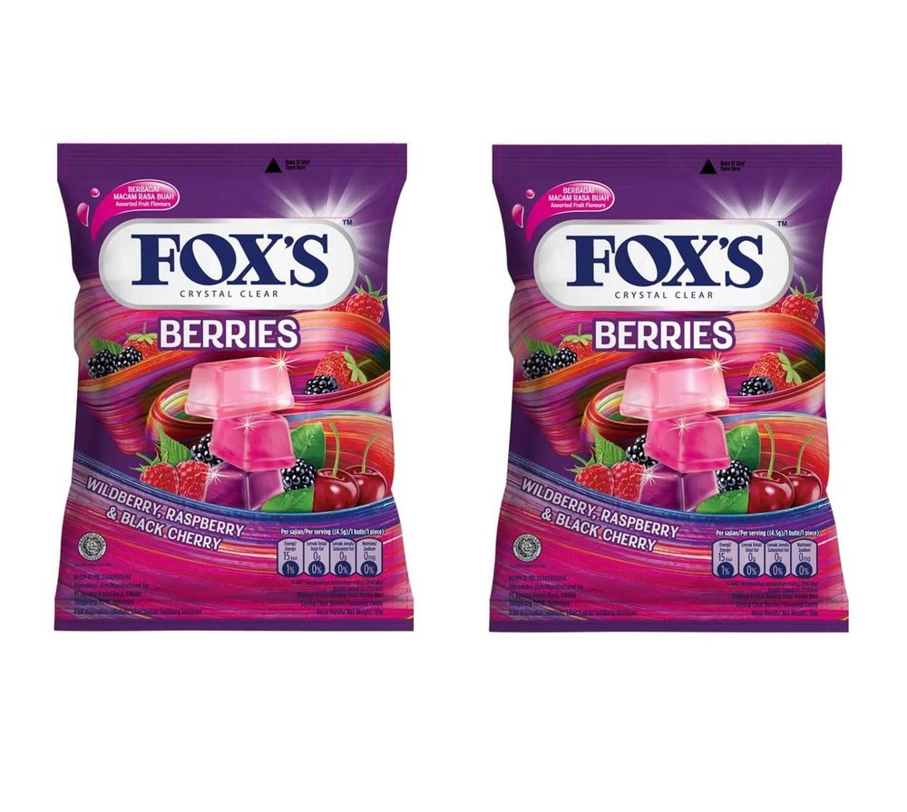 Fox's Crystal Clear Berries Candy Pouch, (2X90G) 180g