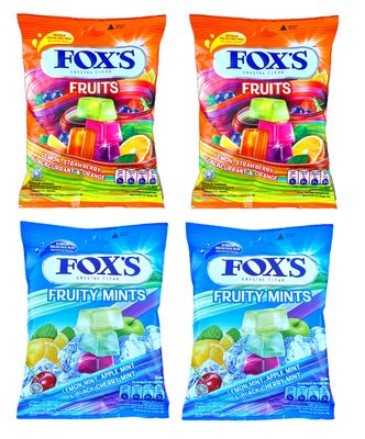 Astonished Retail Fox's Crystal Clear Fruity Mints Candy Pouch Pack Of 2, Fruits Candy Pouch Pack Of 2, (90 Grams X 4 Packs)