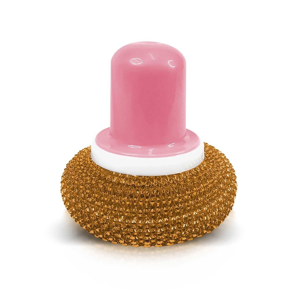 Bigwheels KHKC0035-01 Steel Wool Sponge Scrubber with Ball Handle for Cleaning - Kitchen Cleaning Tool for Pots, Pans, Ovens, Oven Racks, Sinks, Baking Trays, Grills Home Cleaning Kit
