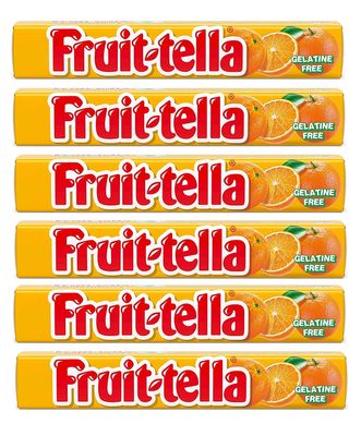 Fruit-Tella Orange Flavour Chewy Toffee Stick (Pack Of 6 x 32.4g)