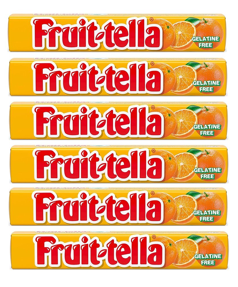 Fruit-Tella Orange Flavour Chewy Toffee Stick (Pack Of 6 x 32.4g)
