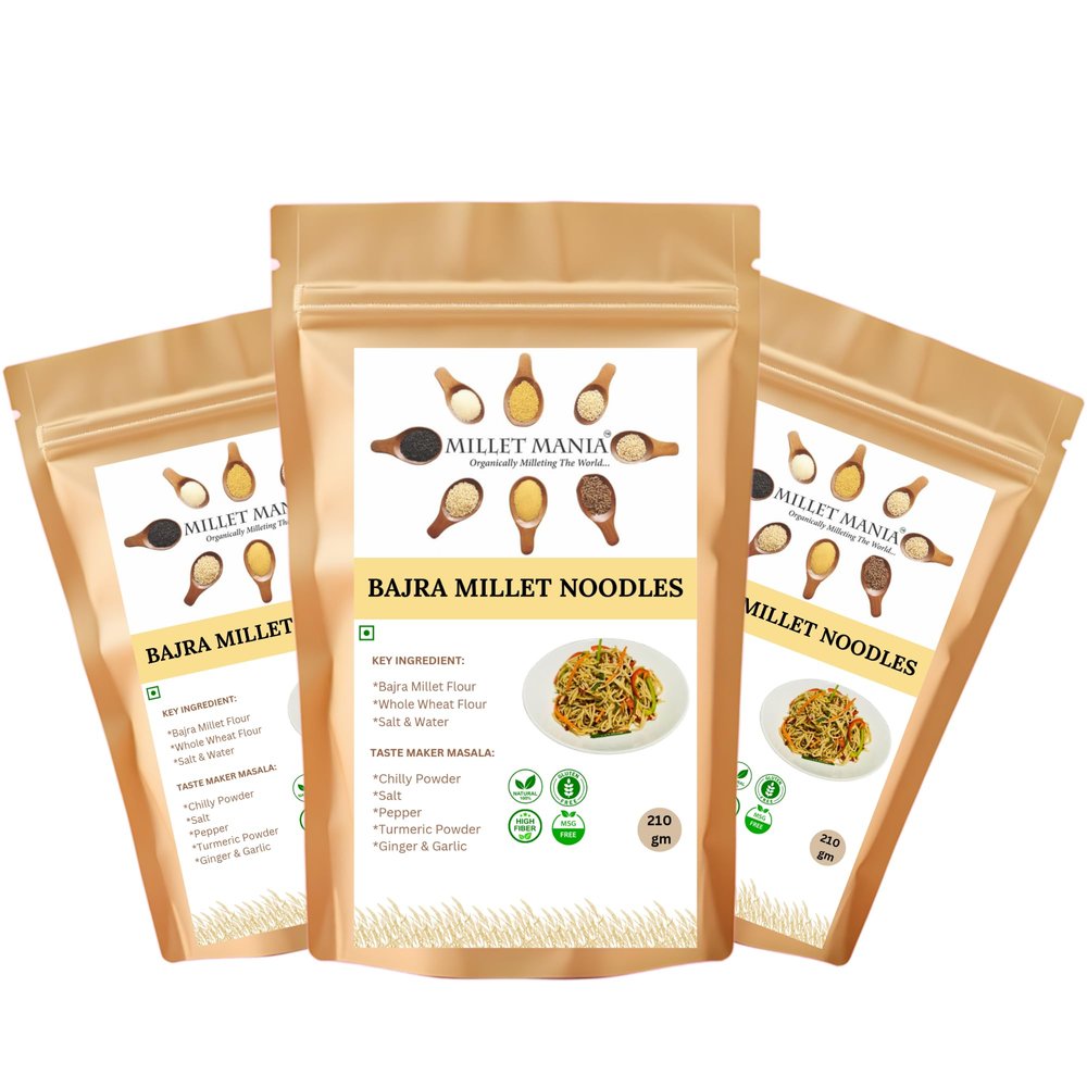Millet Mania Pearl Millet Noodles (Bajra noodle) | Healthy And Delicious | With Vitamins And Iron (Pack of 3)