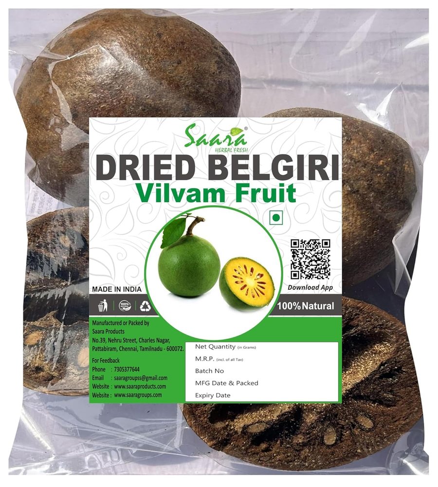 Saara HERBAL FRESH Dried Vilvam Palam, 800g, Belgiri fruit, Bael Fruit, Aegle marmelos, Bilva fruit, Kuvalam, Dried Wood Apple, Helpful In Cholesterol (Pack of 8 X 100g)