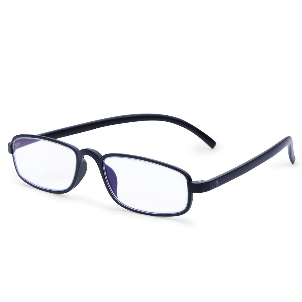 AEC CEO 1 Unisex Reading Glasses +2.50 Power Full Rim Lightweight Plastic Frame with BlueRazr UV Protection Lenses Sober & Functional Design with Soft Sleeve Case for Men and Women (Black)