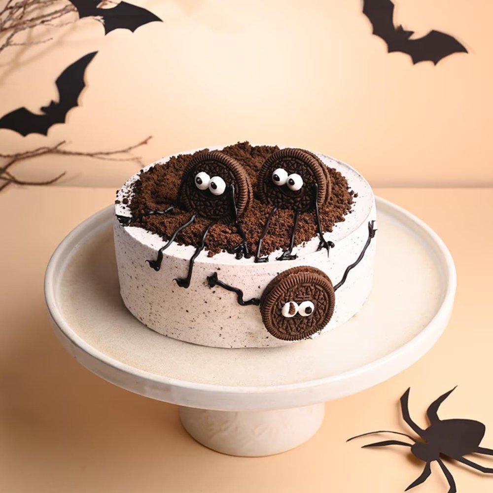 FlowerAura Delicious Fresh Oreo Chocolate Halloween Cake For Birthday Cake, Anniversary Cake, Valentine's Day Cake, Mother's Day Cake, Father's Day Cake, Women's Day Cake (Same Day Delivery) (1Kg)
