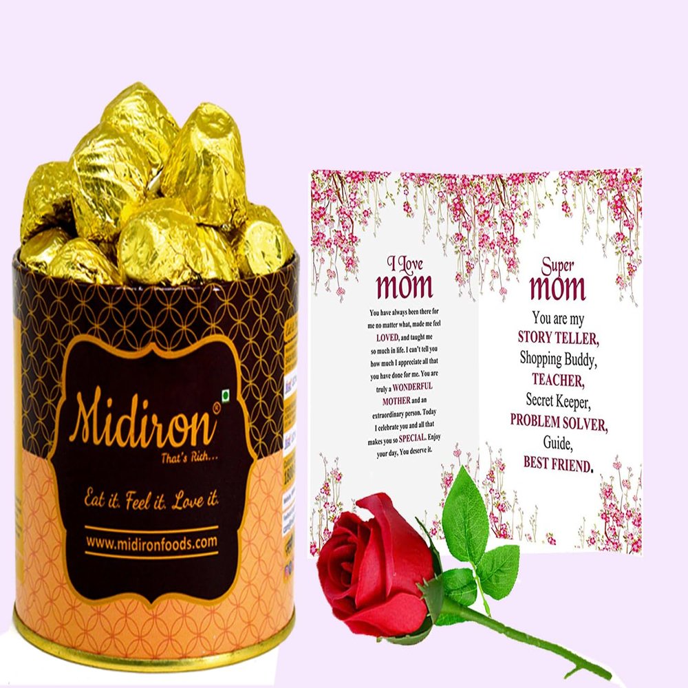 Midiron HandmadeChocolate Gift for Mothers Day |celebrate mother's day for gift |Grandma, anniversary, birthday for gift | Rose,Greeting, Chocolate bites 15 piecee
