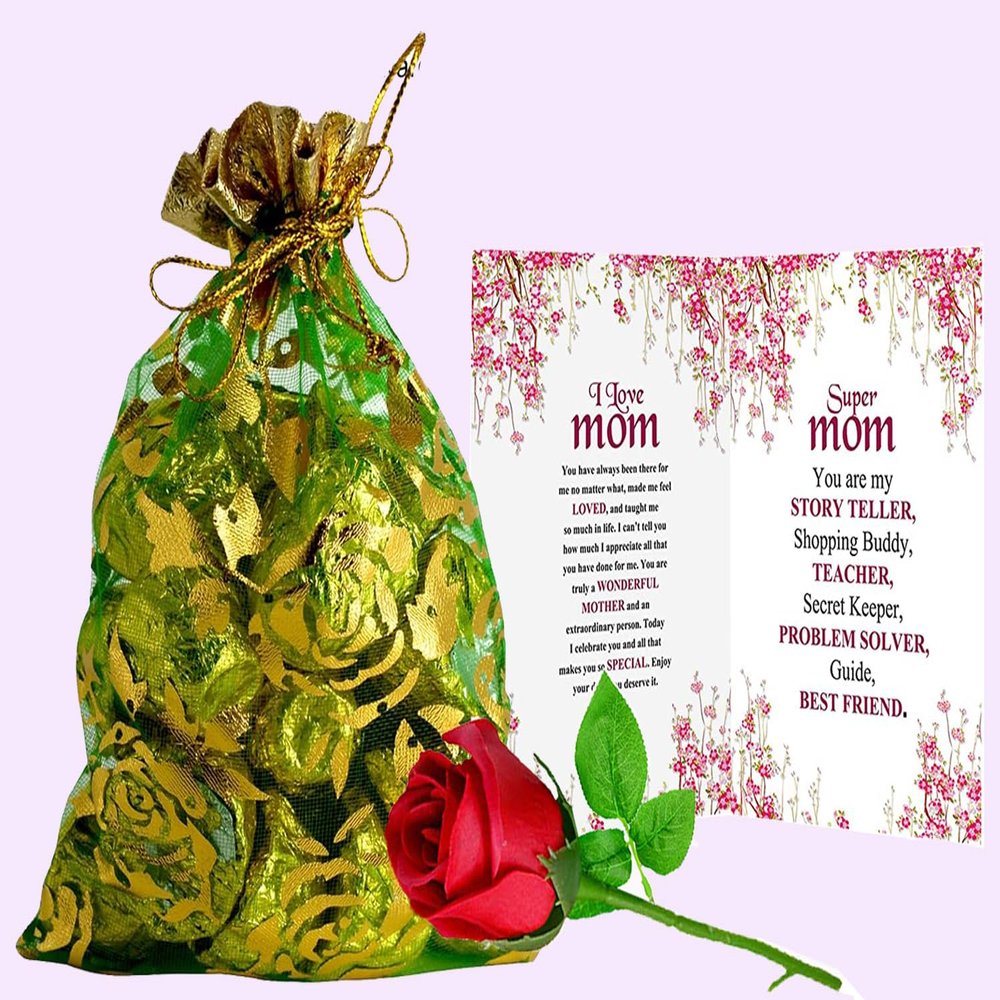 Midiron Delicious Chocolate Pouch gift for Mothers Day | Gifts for grandmother, Mother, Aunty on anniversary, mother's day, Birthday | beautiful gift combo, greeting card message for mom