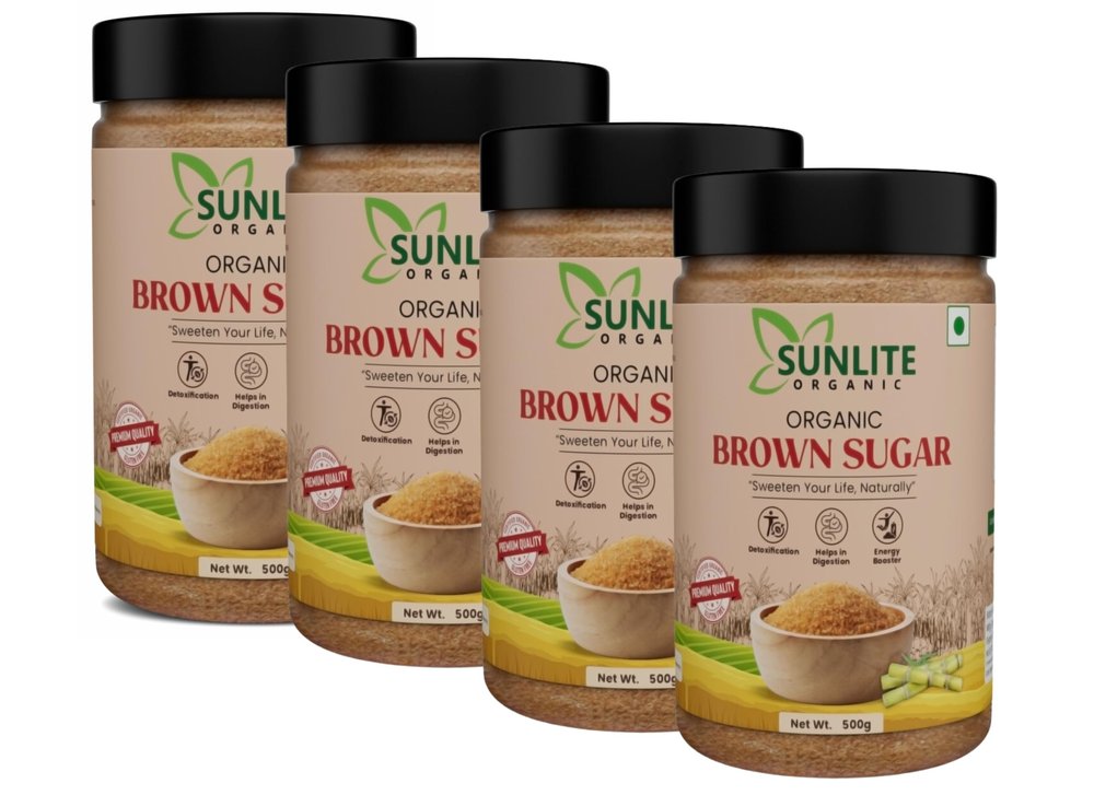 Sunlite Organic - Raw Organic Brown Sugar 2kg (500gm x 2) Value Pack I Certified Organic, Unprocessed & Unrefined Sugar for Baking I Rich in Minerals & Nutrients I Sulphurless Organic Sugar with No Preservatives
