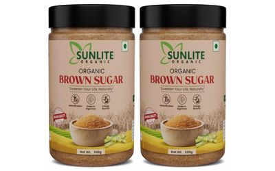Sunlite Organic - Raw Organic Brown Sugar 1kg I Certified Organic, Unprocessed & Unrefined Raw Sugar for Baking I Rich Source of Minerals & Nutrients I Sulphurless Organic Sugar I 500gm Pack of 2