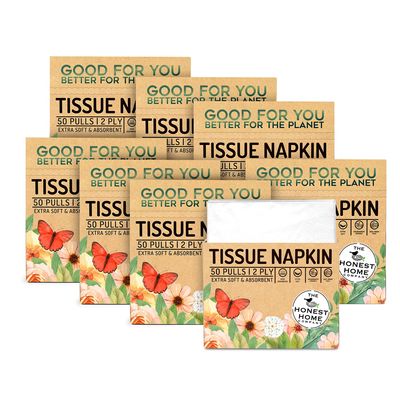 Honest Home 2 Ply Tissue Paper Napkins | 400 Pulls | 50 Pulls x 8 Boxes | Soft, Strong & Highly Absorbent | For Home & Dining Table Use