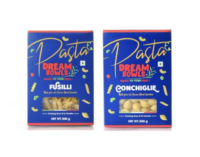 DREAM BOWLS | PASTA CONCHIGLIE AND FUSILLI COMBO| 100% Durum Wheat | No Maida | No Preservative | Pack of 2 | 500g each