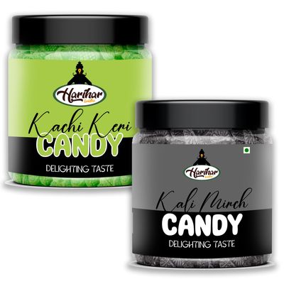 Harihar Kridha Candy Combo | Kachi Keri Candy & Kali Mirch Candy | Pack of 2 | Tangy & Spicy Indian Candies | Vegetarian