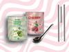 ZAWAA 2 Popping Boba (Each 300gm) Total 600gm (Fruit Flavours), 2 Stainless Steel Straws (12mm), 1 Cleaning Brush, 1 Boba Scoop (Green Apple + Cherry) view 1