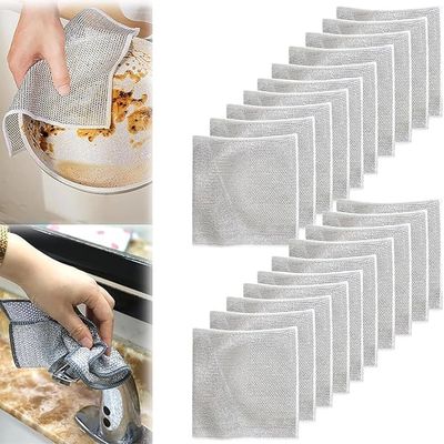 GOPSZOME Double Layer Scrubber, Anti-Scratch Scrubbing Pad for Cleaning Dishes & Sinks, Pots & Pans, Replace Kitchen Sponges, Reusable Multipurpose Steel Cloth Wire (Pack of 20).