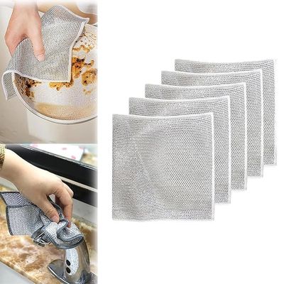 GOPSZOME Double Layer Scrubber, Anti-Scratch Scrubbing Pad for Cleaning Dishes & Sinks, Pots & Pans, Replace Kitchen Sponges, Reusable Multipurpose Steel Cloth Wire (Pack of 5).