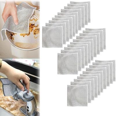 GOPSZOME Double Layer Scrubber, Anti-Scratch Scrubbing Pad for Cleaning Dishes & Sinks, Pots & Pans, Replace Kitchen Sponges, Reusable Multipurpose Steel Cloth Wire (Pack of 30).