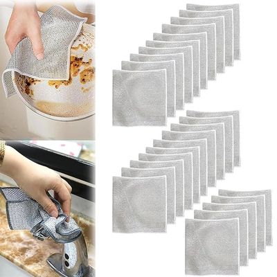 GOPSZOME Double Layer Scrubber, Anti-Scratch Scrubbing Pad for Cleaning Dishes & Sinks, Pots & Pans, Replace Kitchen Sponges, Reusable Multipurpose Steel Cloth Wire (Pack of 25).