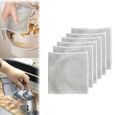 GOPSZOME Double Layer Scrubber, Anti-Scratch Scrubbing Pad for Cleaning Dishes & Sinks, Pots & Pans, Replace Kitchen Sponges, Reusable Multipurpose Steel Cloth Wire (Pack of 6).
