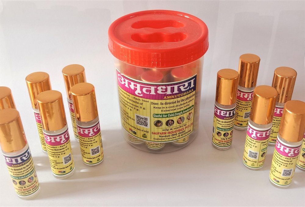 Amrutdhara Roll On, ayurvedic Amruthdhara - All health problems, Pocket Doctor (7 ml pack of 12) 1 box