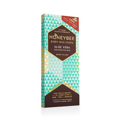Honeybee Aloe Vera Body Wax Strips For Legs, Arms, Underarms & Bikini Line | Full Body Waxing Strips Kit For All Types of Skin | Cold Wax Strips For Hair Removal At Home