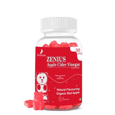 Zenius Apple Cider Vinegar Gummies with the Mother | Unfiltered & Unpasteurized | Red Apple Flavor | 30 ACV Gummies for Wellness & Digestive Support