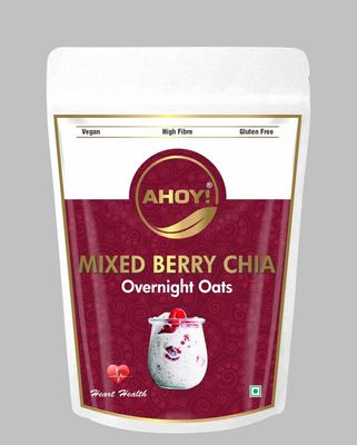 Ahoy! Overnight Oats | With Mixed Berries & Premium Chia Seeds | Vegan Oats| High Fiber| Gluten Free | High in Proteins and Fiber (200 gm)