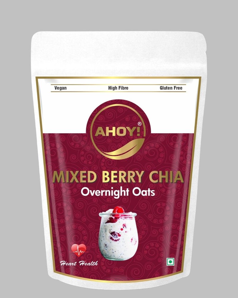 Ahoy! Overnight Oats | With Mixed Berries & Premium Chia Seeds | Vegan Oats| High Fiber| Gluten Free | High in Proteins and Fiber (200 gm)