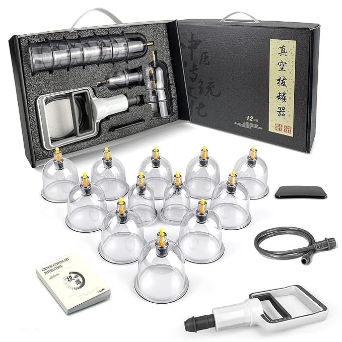 Cupping Therapy Set 12 Cups With Pump Chinese Cupping Set Vacuum Cupping Kit For Massage Therapy Suction Cups For Body Pain Relief Cellulite Muscle