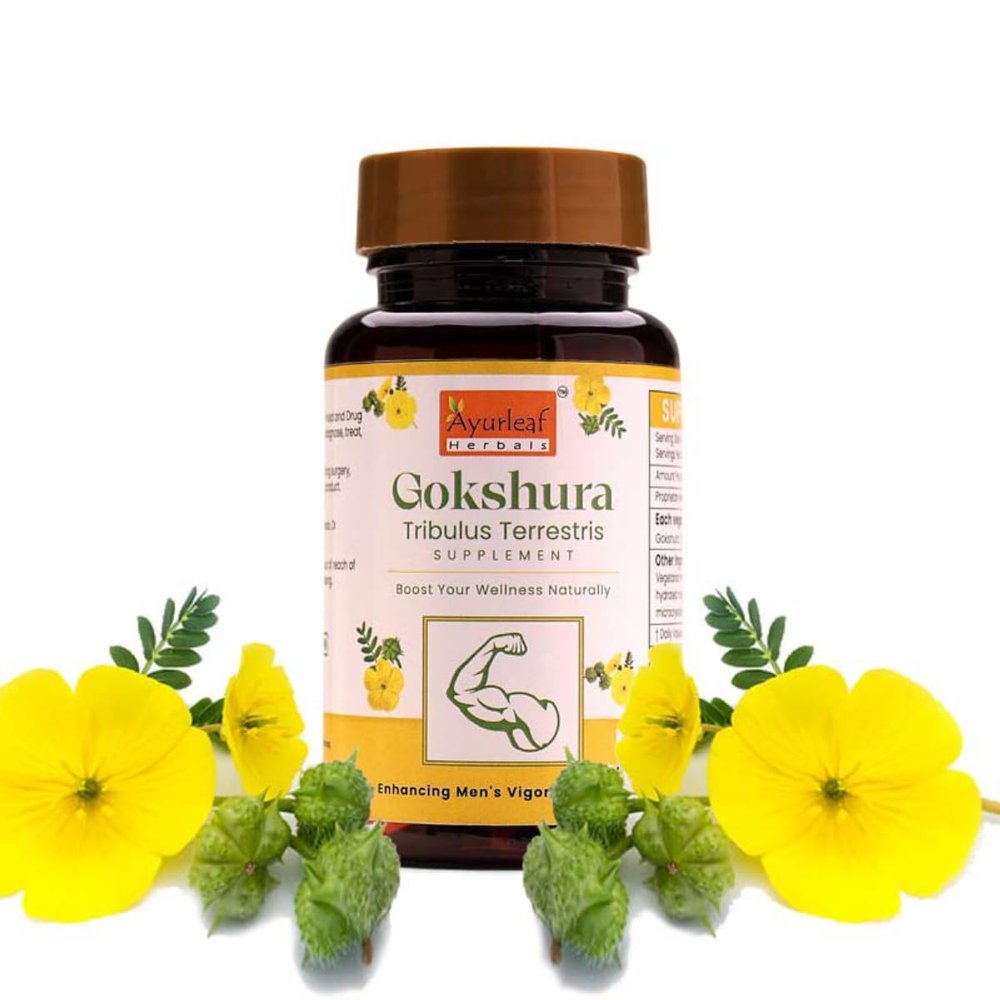 Ayurleaf Herbals Gokshura Tribulus-500mg Capsules | Boosts Vitality & Stamina | Supports Gut Health | 100% Natural Herb (60 Capsules)