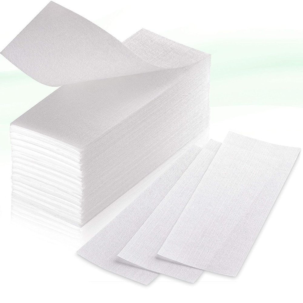 Plenteous Depilatory Wax Strips  Non-Woven Disposable Paper Sheets, Large Size Smooth Surface Epilator Strips for Body and Facial Hair Removal, Unisex Adults 4x10 inch (175 pc - White)