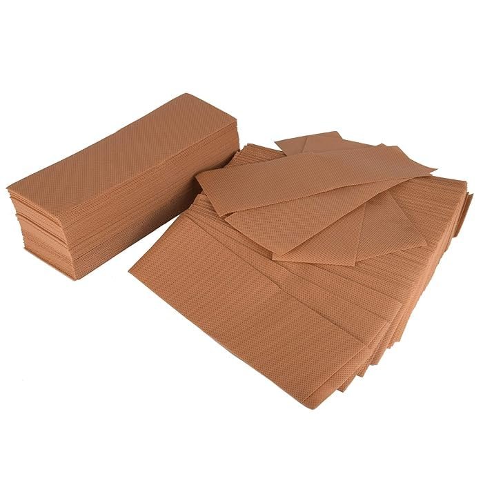 Plenteous Wax Strips for Body  Unisex Non-Woven Epilator Paper Sheets, Large 4x10 inch Disposable Depilatory Strips for Facial and Body Hair Removal, Smooth Surface Waxing Sheets (100 pc - Brown)
