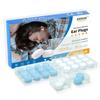 14 Pairs Silicone Ear Plugs for Sleeping & Snoring, Noise Cancelling Earplugs, Reusable Moldable Wax Earplugs for Swimming & Showering, Bathing, Suitable for Adults and Kids (White & Blue) view 1