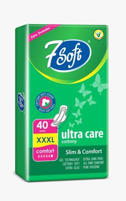 7 soft Maxi Care Slim Comfort Cottony Extra Long Xxl Sanitary Pad Napkin With Wings For Women And Girl (Pack of 1) (Green)