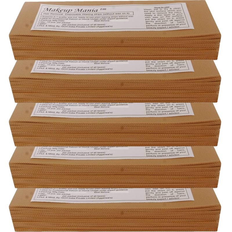 JACKENS Waxing Strips Kit for Normal Skin | Gel Wax Hair Removal for Women | Non-Woven Hair Removal Plain Waxing Strips | 120 GSM Thickness, Pack of 5-BROWN