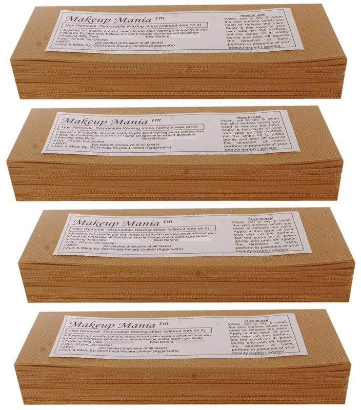 JACKENS Waxing Strips Kit for Normal Skin | Gel Wax Hair Removal for Women | Non-Woven Hair Removal Plain Waxing Strips | 120 GSM Thickness, Pack of 4