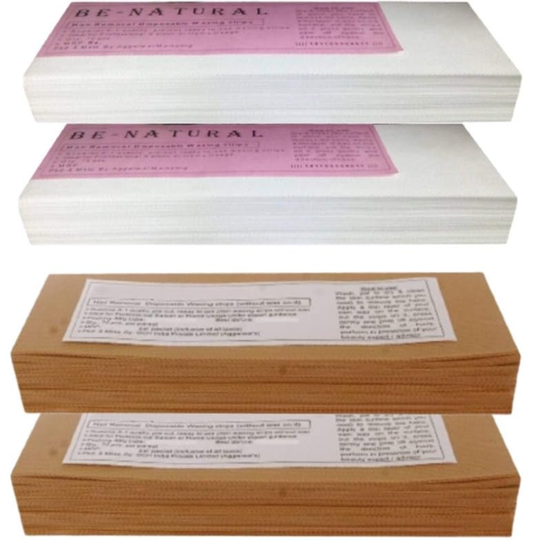 JACKENS Waxing Strips Kit for Normal Skin | Gel Wax Hair Removal for Women | Non-Woven Hair Removal Plain Waxing Strips | 120 GSM Thickness, Pack of 2-2