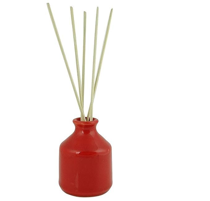 LOOKS FIRST Ceramic Reed Difuser Pot (3.5 inch, Red)