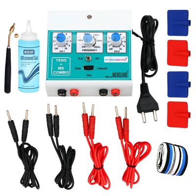 Physiogears Mini Tens+MS Transcutaneous Electrical Nerve Stimulation Tens Muscle Stimulator Machine for Physiotherapy electrotherapy combo for all Pain Relief