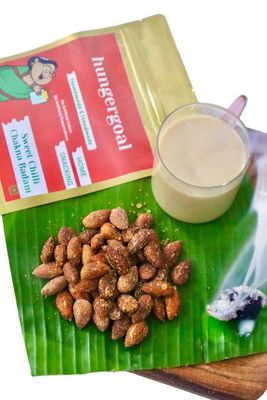 hungergoal Sweet Chilli Chakna Badam 100% Natural and Premium California Almond | Quality Badam Giri - Almonds Rich in Protein | Real Nuts | Whole Natural Badam Dry Fruits 50 Gram Pack of 1