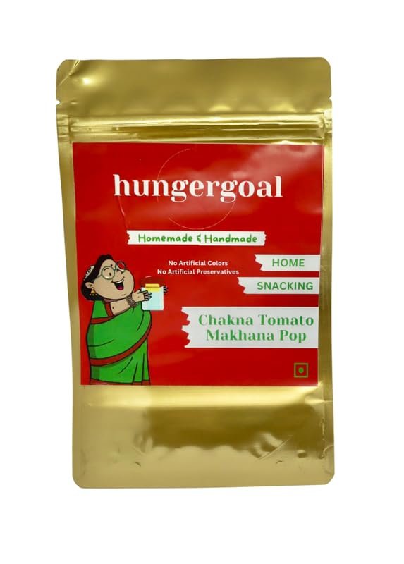 hungergoal Chakna Tomato Makhana Pop Flavoured Roasted Makhana | Healthy & Crispy Puffed Snacks | Rich in Nutrients | Fox Nut, Lotus Seeds, Phool Makhana | Crunchy & Healthy Snack | 50 Gram Pack of 3