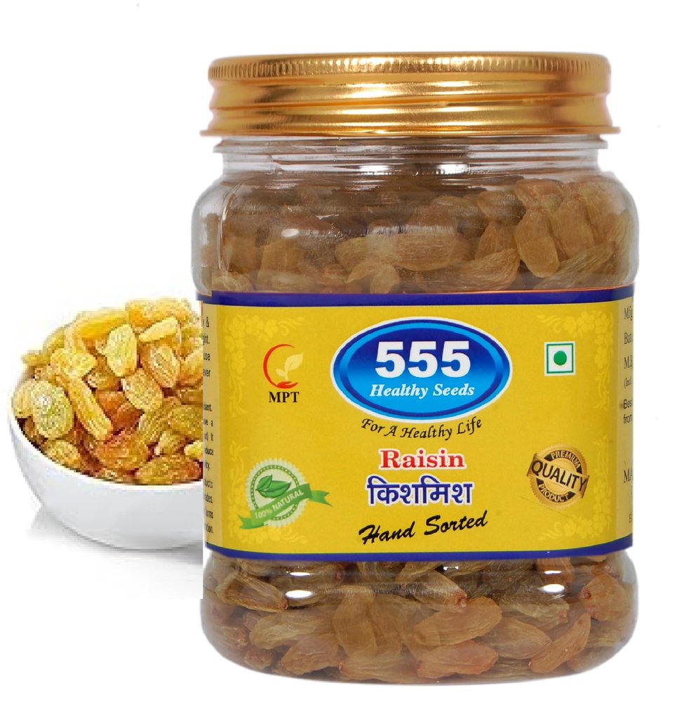 555 Nuts Dry Fruits Premium Seedless Raisins 350g | Premium Kishmish/Kismis | Raisins Healthy Juicy Hand-Sorted Jumbo Indian Kishmish Jar I Rich in Iron & Vitamin B |
